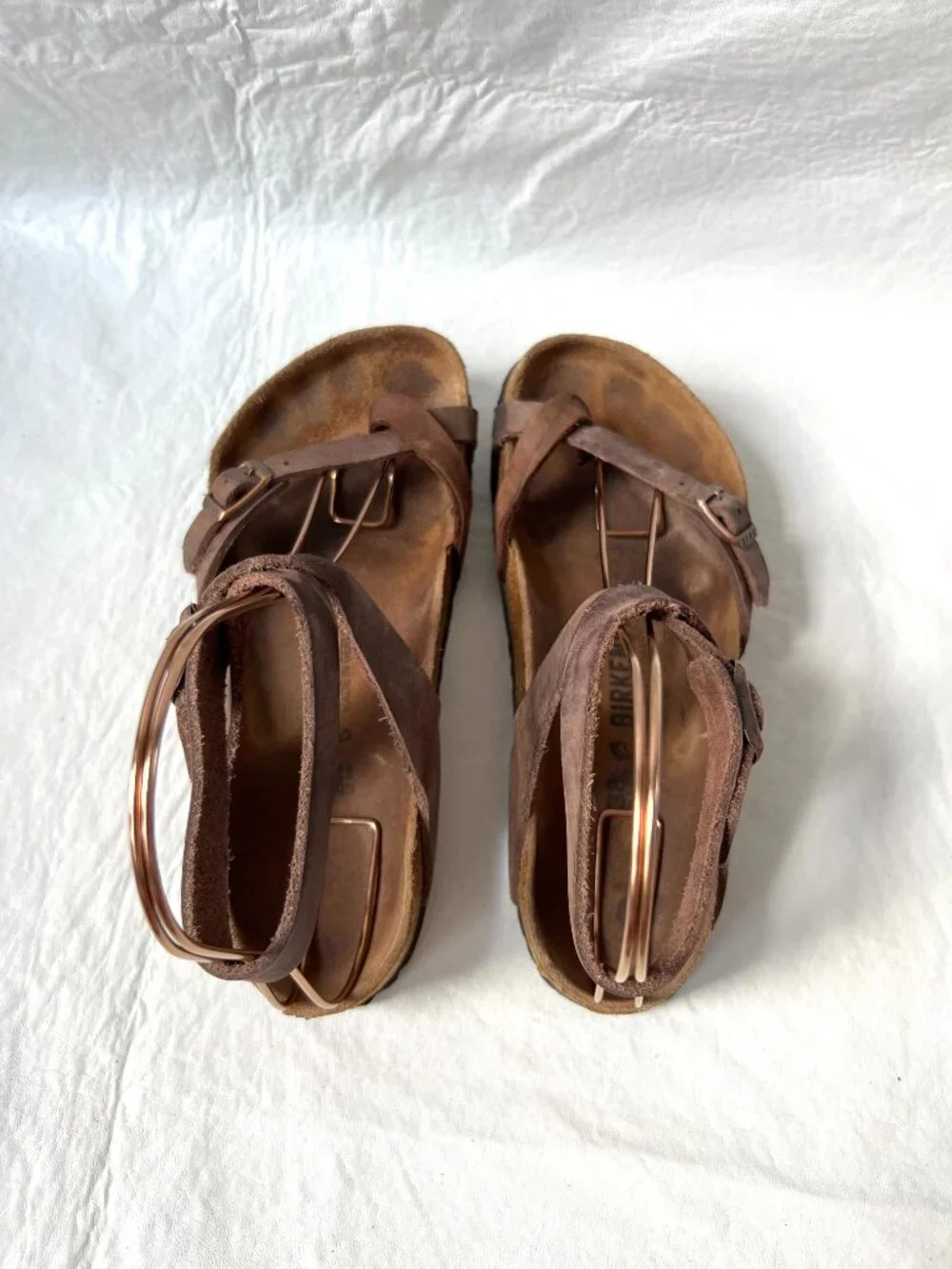 Birkenstock sandals Yara womens 38 7 7.5 brown leather toe loop ankle strap